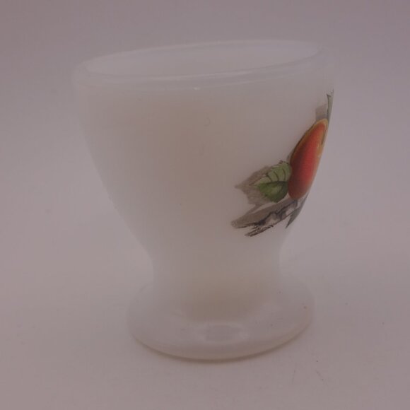 Set of Three(3)Arcopal Milk Glass Egg Cup feat "Fruits de France" (Apple)Pattern - Picture 7 of 16